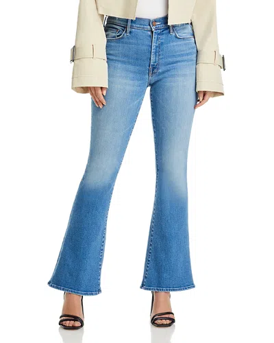 Mother The Lil' Weekender Petites High Rise Flared Jeans In Layover In Blue