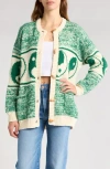 Mother The Long Drop Cardigan Forest And Cream Sweater In Forest And Cream