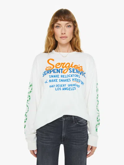 Mother The Long Sleeve Lowdown Serpent Service T-shirt In White - Size X-large
