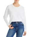 Mother The Long Sleeve Slouchy Cut Off Tee In Bright White