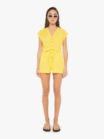 Mother The Long Story Shorts Romper Primrose In Yellow