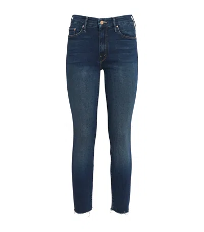 Mother The Looker Ankle Fray Jeans In Blue