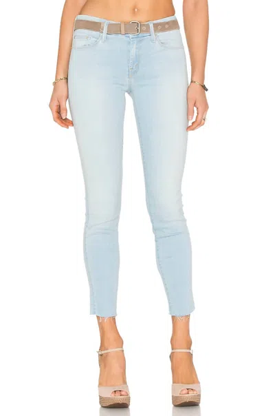 Mother The Looker Ankle Fray Jeans In Light Blue