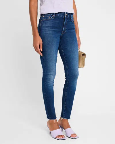 Mother The Looker Ankle Fray Yakkity Yak Jeans In Blue