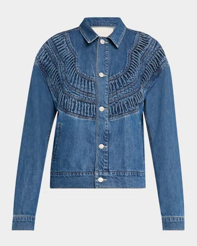 MOTHER THE LOOP DE LOOP SHIRRED DENIM JACKET