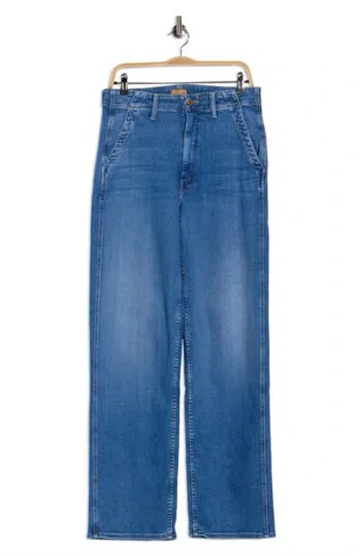 Mother The Major Prep Zip Sneak Straight Leg Jeans In Blue