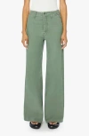 Mother The Major Sneak Roller High Waist Wide Leg Pants In Green