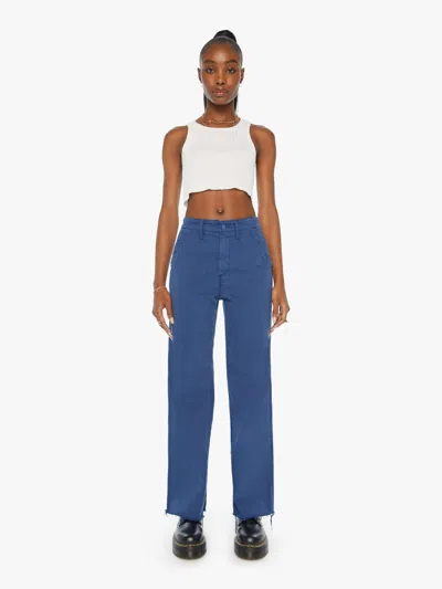 Mother The Major Zip Sneak Fray Insignia Pants In Blue