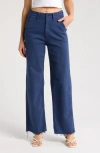Mother The Major Zip Sneak Frayed High Waist Relaxed Straight Leg Pants In Ibl Insignia Blue