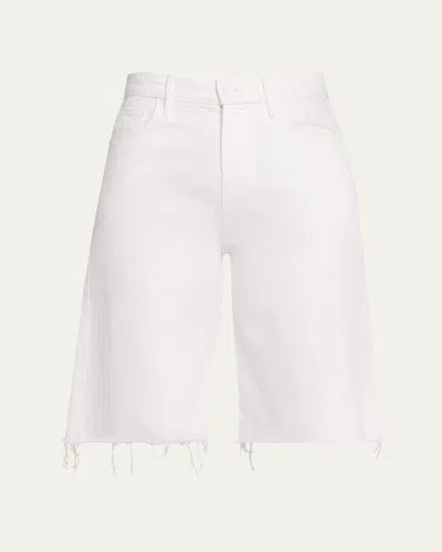 Mother The Maven Bermuda Fray Denim Shorts In Animal Print