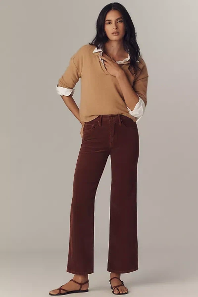 Mother The Maven Corduroy Ankle High-rise Wide-leg Jeans In Brown
