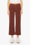 Mother The Maven Mid Rise Ankle Wide Leg Corduroy Pants In Red