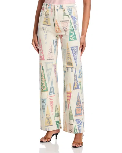 Mother The Maven Sneak High Rise Wide Leg Jeans In Pep Rally In Multi