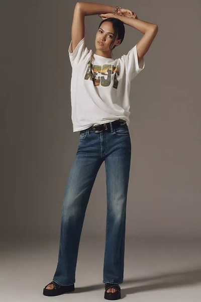 Mother The Maven Sneak Mid-rise Wide-leg Jeans In Blue