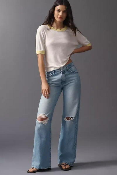 Mother The Maven Sneak Mid Rise Wide Leg Jeans In Blue