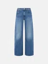 Mother Jeans The Rerun Zip Sneak With Belt Loops And Logo Embroidery On The Back In Blue Denim For Women In Blue