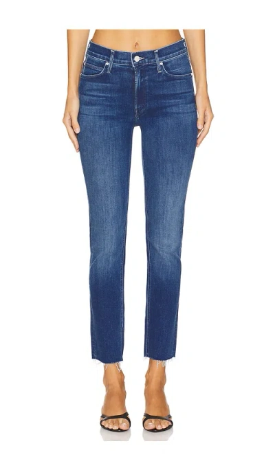 Mother The Mid Rise Dazzler Ankle Fray In Blue