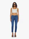 Mother Petites The Lil Mid Rise Dazzler Ankle Nothing Between Us Jeans In Blue
