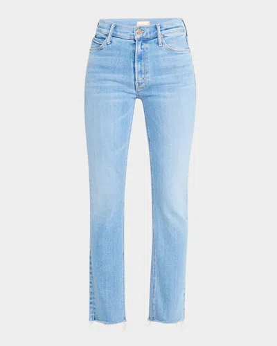 Mother The Mid-rise Dazzler Ankle Fray Jeans In Blue