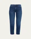 Mother The Mid-rise Dazzler Ankle Fray Jeans In Blue