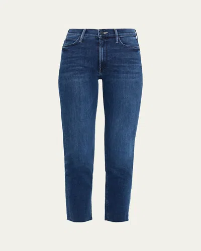 Mother The Mid-rise Dazzler Ankle Fray Jeans In Blue