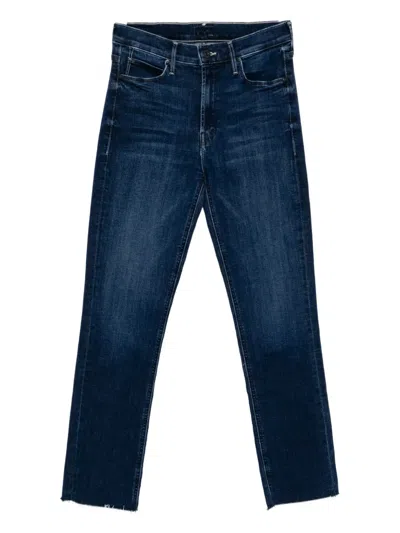 Mother The Mid Rise Dazzler Ankle Fray Jeans In Blue
