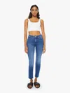 Mother The Mid-rise Dazzler Ankle Fray Jeans In Blue