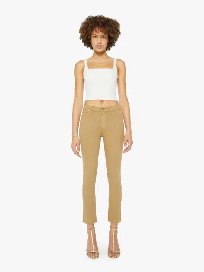 Mother The Mid Rise Dazzler Ankle Fray Prairie Sand Jeans In Beige