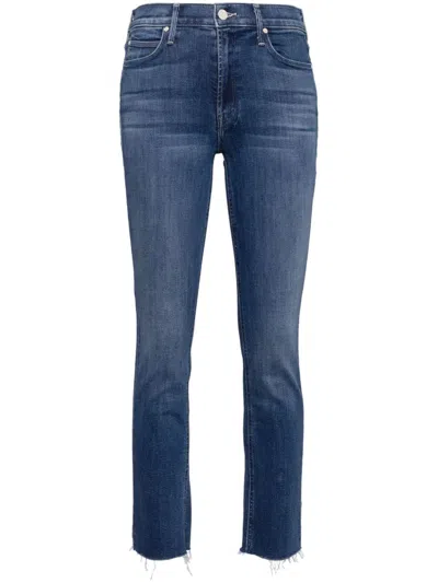 MOTHER THE MID RISE DAZZLER ANKLE FRAY STRAIGHT-LEG JEANS