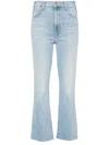 Mother The Insider High Waist Fray Hem Crop Bootcut Jeans In 蓝色