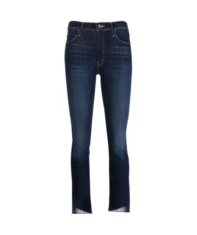 Mother The Mid Rise Dazzler Ankle Step Fray Slim-cut Jeans In Black