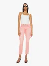 Mother The Mid Rise Dazzler Ankle Sunset Coral Pants In Red