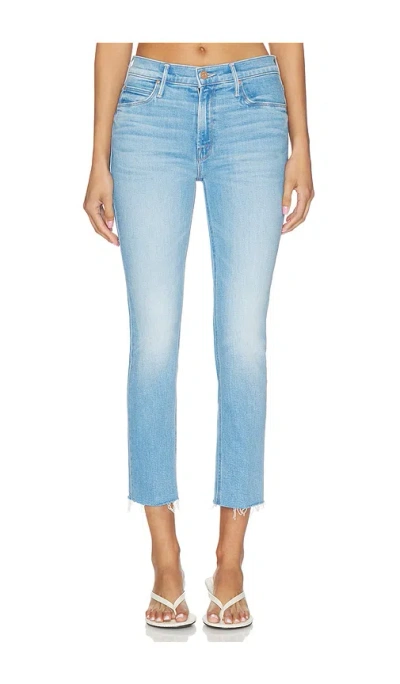 Mother The Mid Rise Dazzler Crop Fray Jeans In Blue