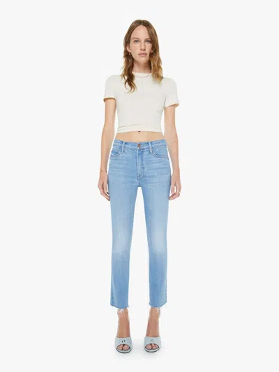 Mother The Mid Rise Dazzler Crop Fray Satisfy Your Cravings Jeans In Blue