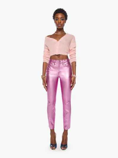 Mother The Mid Rise Dazzler Flood Hoop Earrings Jeans In Pink