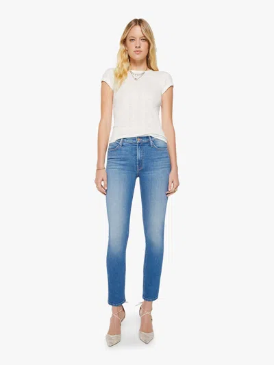 Mother The Dazzler Hover Mid Rise Jeans In Kissing The Caddy In White