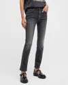 Mother The Mid Rise Dazzler Straight Jeans In Black