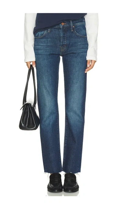 Mother The Mid Rise Hiker Frayed Jeans In Blue