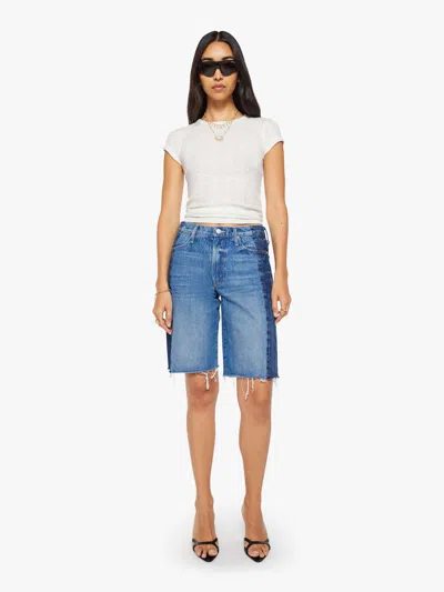 Mother The Mid Rise Maven Bermuda Fray Double Stacked Jeans In Blue