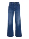 Mother Womens Bitchn The Maven Frayed-hem Straight-leg Mid-rise Cotton-blend Jeans In Blue