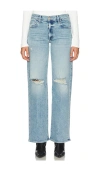 Mother The Mid Rise Maven Sneak Jeans In Peak A Boo In Blue