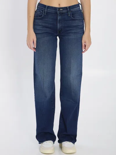 Mother The Mid Rise Maven Sneak Denim Pants In Blue