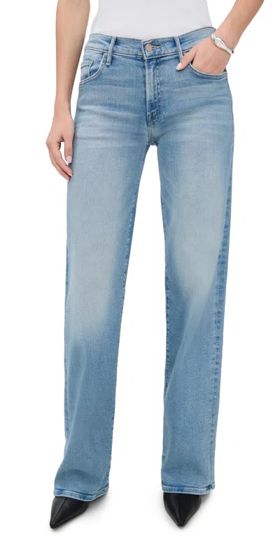 Mother The Mid Rise Maven Sneak Jeans Blowing In The Wind In Blue
