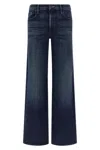 Mother Wide Leg Mid Rise Denim Trousers In Blue