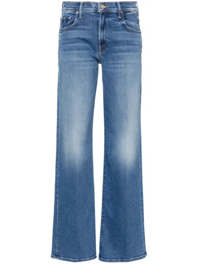 Mother Jeans The Rerun Zip Sneak With Belt Loops And Logo Embroidery On The Back In Blue Denim For Women