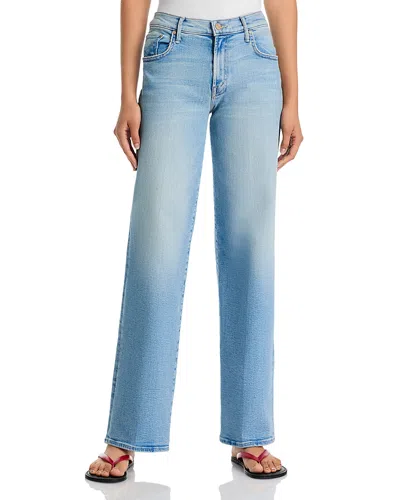 Mother The Mid Rise Maven Sneak Jeans In Blowing In The Wind In Blue