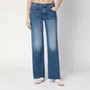 Mother The Mid Rise Maven Sneak Jeans In Washed Blue In Blue