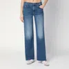 Mother The Mid Rise Maven Sneak Jeans In Washed Blue In Blue