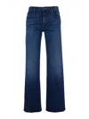 Mother The Mid Rise Mavin Sneak Blue Jeans With Belt Loops And Logo Embroidery On The Rear In Denim Woman In Blue