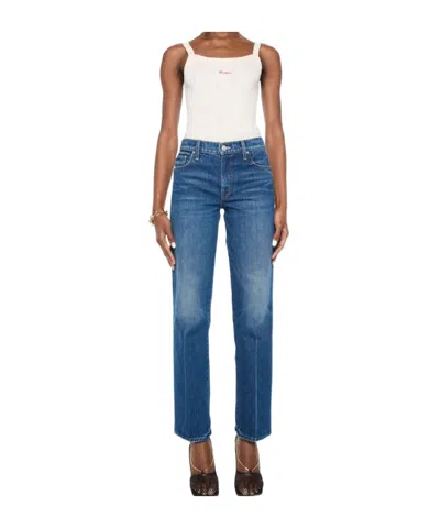 Mother The Rambler Skimp Mid-rise Straight-leg Jeans In Blue